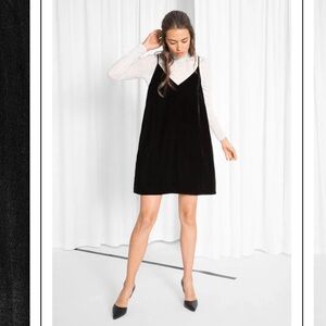 & OTHER STORIES spaghetti Strap Velvet mini Dress size small black